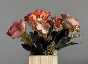 Litleo Decorative for Home Decor,Bouquets,Bedroom,Living Room (Without Vase) Orange, Brown Dried Sticks, Hydrangea Artificial Flower