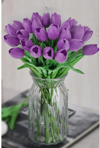 Satyam Kraft 5 Pcs Tulip Flower Sticks for Decorations Purple Tulips Artificial Flower