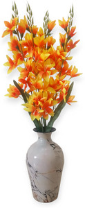 CRAFTORY Artifical Flowers for Home Decor lily Artificial Flower Orange Lily Artificial Flower