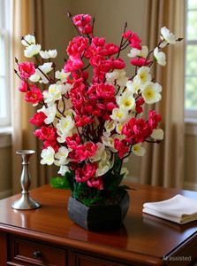 KAYKON Artificial Orchid Blossom Pot Red - Image 6