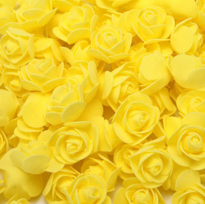 SHIVAMKRAFT 100 PCS Yellow Foam Rose Flower Heads, Red Rose Flower Head for DIY Crafts Yellow Rose Artificial Flower