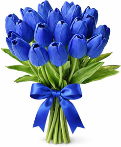 GREEN BAGEECHA Artificial Blue Tulips Flower Bouquet - Realistic Silk Faux Flowers for Home Blue Tulips Artificial Flower