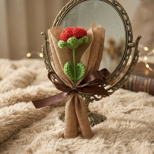 Brovion Art Crochet Rose Bouquet – Handmade Crochet Flower | Artificial Rose Gift Decor Multicolor Rose Artificial Flower