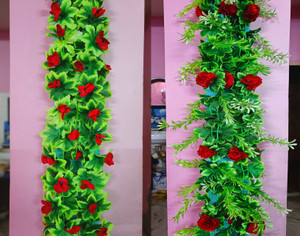Dynamic Retail Global Artificial Hanging Flowers Plant Garlands Chain for Home Decoration Green Rose, Dahalia Artificial Flower