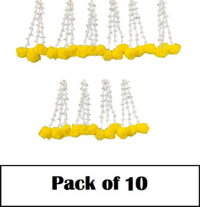 SHREYA-FASHION Tassel for Stage Decoration, Indian Wedding Haldi Marigold Lilly Tassel Hangings Yellow, White Lily, Marigold Artificial Flower