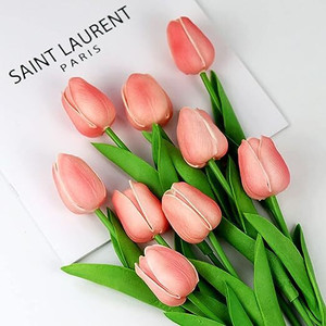 Satyam Kraft 5 Pcs Artificial Tulip Flower for Home Decorations Clear Tulips Artificial Flower