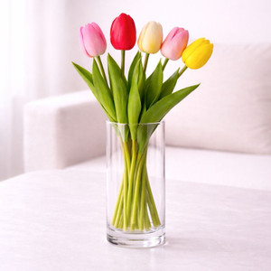 Pink Olive Tulip Bunch for Vase & Home Decorations,Corner Table Multicolor Tulips Artificial Flower