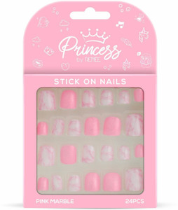 Renee Princess Stick On Nails, Pink Marble Pink