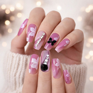 HUDA CRUSH Artificial Press On Nails Extension with Design | Salon Finish Nail Art Set N-6