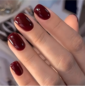 The NailzStation nails artificial nail fake designer press on nails extension with design glue Maroon