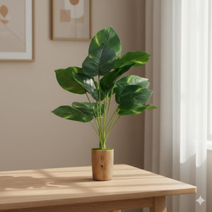 Ryme 12 Leaves Artificial Plant With Natural Wooden Pot Wild Artificial Plant  with Pot