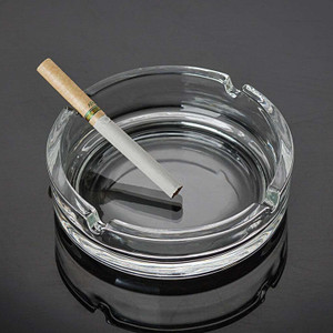 DeoDap Stylish Glass Ashtray For Cigar Cigarette Tabletop Ash Trays for Smoking Decor Clear Glass Ashtray