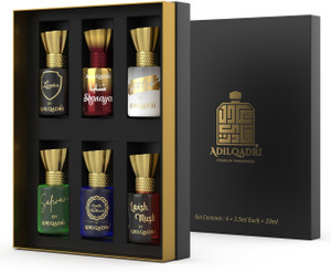 Adilqadri Attar Gift set combo, Non-Alcoholic, Unisex Roll-on gift Set of 6 x 5.5ML each Floral Attar