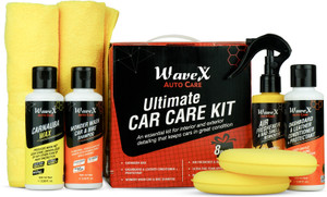 Wavex Dashboard Polish, Carnauba Wax, Car Shampoo, Car Perfume, Applicator, Microfiber Combo