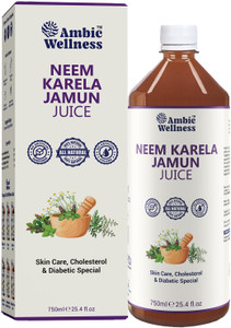 Ambic Wellness Neem Karela Jamun Juice I Ayurvedic Juice Helps Maintain Healthy Sugar Levels I Skin & Diabetes Care I No Added Sugar - 1L