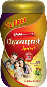 Baidyanath Chyawanprash Special | Ayurvedic Immunity Booster | for Adults and Elders, Builds Energy, Strength and Stamina | 75 Gram Extra with