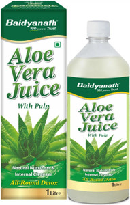 Baidyanath 99.6% Pure Aloe Vera Juice (with Pulp)- No Added Sugar | Source of Natural Nutrients, Boosts Immunity & Digestion, Rejuvenates Skin and Hair | For Complete All-Around Detox |