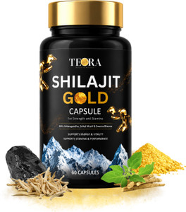 TEORA Shilajit Gold 60 Capsules | 24 Carat Gold, Ashwagandha, Musli | Energy & Stamina