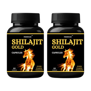 freshoak PURE NATURAL & HERBAL SHILAJIT GOLD CAPSULES 500MG - 60 PCS | PACK OF 2