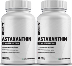 grinbizz Astaxanthin 12mg Capsule | Supports Eye Health, Skin Glow & Immunity