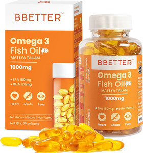 BBETTER Omega 3 Fish Oil 1000mg Supplements - 180 EPA :120 DHA