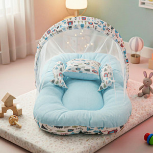 baybee Baby Bedding Set For NewBorn Baby Bed Mattres Neck Pillow Travel Bed 0-6 Months Mosquito Net Bed Crib Bedding