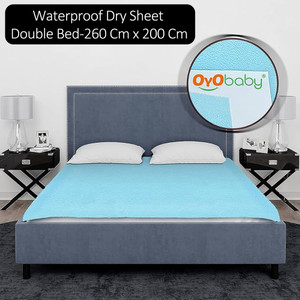 Oyo Baby Waterproof Sheet Bed Protector(Double Bed Size (260cm X 200cm), Blue) Rectangle Rectangle