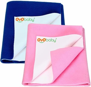 Oyo Baby Waterproof Bed Protector Dry Sheets(Gift Pack 2,(70cm X 50cm),Royal Blue+Pink) Rectangle Rectangle
