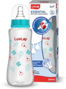 LuvLap Anti-Colic Slim Neck Essential Baby Feeding Bottle, Wild Flower Design - 250 ml
