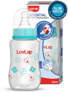 LuvLap Anti-Colic Slim Neck Essential Baby Feeding Bottle, Wild Flower Design, BPA Free - 125 ml
