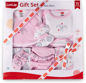 LuvLap Newborn Baby Gift Set of 13,Soft Skin Friendly Baby Clothes Set 0-3 Months,