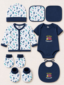 KidBee Newborn Baby 8 Pcs Premium Gift Set with Clothing Essentials 0-6 Months
