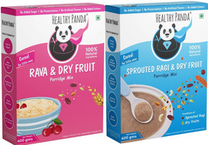 HEALTHY PANDA Sprouted Ragi dry fruit baby food (400G) + Rava dry fruit baby Cerelac (400G) Cereal