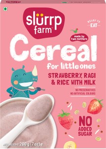 Slurrp Farm No Added Sugar Ragi Strawberry | Mildly Sweetened with Date Powder Instant Cereal