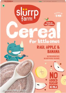 Slurrp Farm No Added Sugar Ragi & Apple, with No Preservatives Instant Cereal