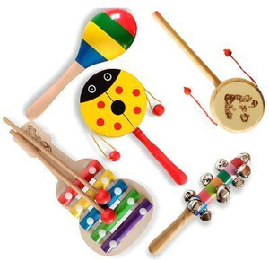 Little Mind Wooden Rattle Set with 5-Note Xylophone for Infants and Toddlers Rattle