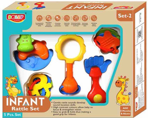 Gift Set Rattle Toys For Newborn Dolly Baby Rattle Gift Set (5 Piece