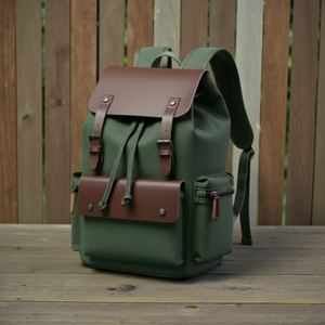 bipo 28 L denim Laptop Backpack Canvas jeans bag With Leather flap Men & Women green 28 L Backpack