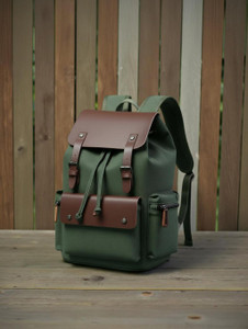 bipo 28 L denim Laptop Backpack Canvas jeans bag With Leather flap Men & Women green 28 L Backpack