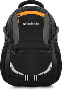 ample italia Black Backpack Ergonomic Design, with 3 Compartments for Office 40 L Backpack