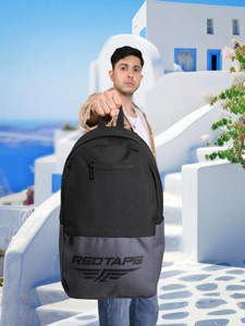 RED TAPE Black Grey Boys & Unisex Polyester Backpack | School, College & Office Bag 21.5 L Laptop Backpack