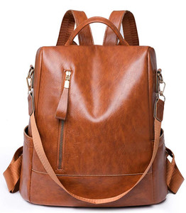 M RUFOUS Ladies Tan Vegan Leather Backpack 20L - Image 6