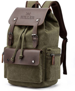 KILLER Canvas Travel Daypack Drawstring Backpack Flip Laptop Bag for Men Women 28 L Laptop Backpack