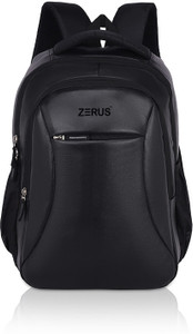 ZERUS Pu Leather School Bag Black with 3 Compartment Bag for Men Women Boys & Girls 30 L Trolley Laptop Backpack