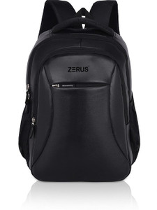 ZERUS Pu Leather School Bag Black with 3 Compartment Bag for Men Women Boys & Girls 30 L Trolley Laptop Backpack