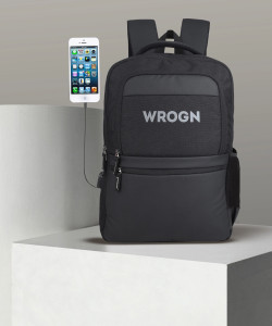 WROGN Backpack with USB Charging port 15.6 inch with Two Compartment (Black) 35 L Laptop Backpack