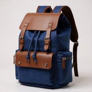 bipo 28 L denim Laptop Backpack Canvas jeans bag With Leather flap Men & Women (blue) 28 L Backpack
