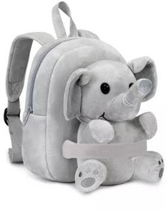Frantic Kids School Backpack FullBody_Grey_Crystal_Elephant Plush Bag