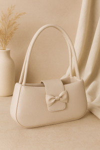 ZNOVELLE Elegant Beige Bow Shoulder Sling Bag for Women – Chic Crossbody Handbag Shoulder Bag