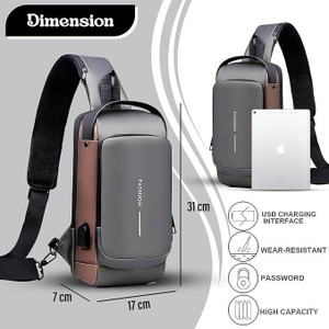 LIFE INDIA New Sling Bag Anti-Theft USB Crossbody Backpack Waterproof Chest Shoulder Bag 15 L Backpack